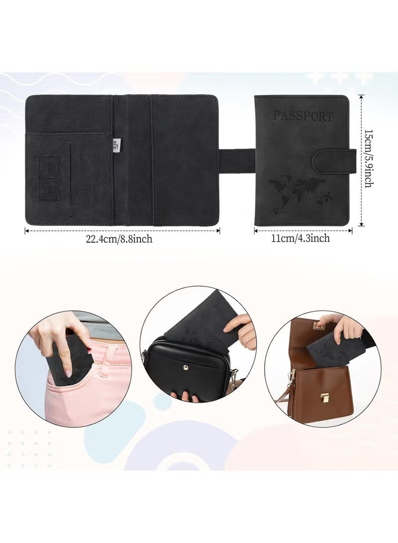 Passport Holder Travel Wallet Cover – Passport Book Case for Travel Essentials Accessories for Women & Men, Blue - Image 4